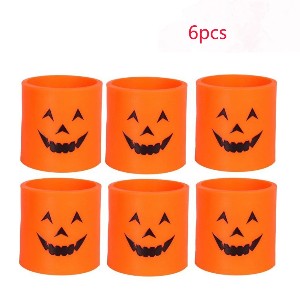 6pcs Flameless Battery Operated Pumpkin Party Hallowen Electronic Candles Flickering