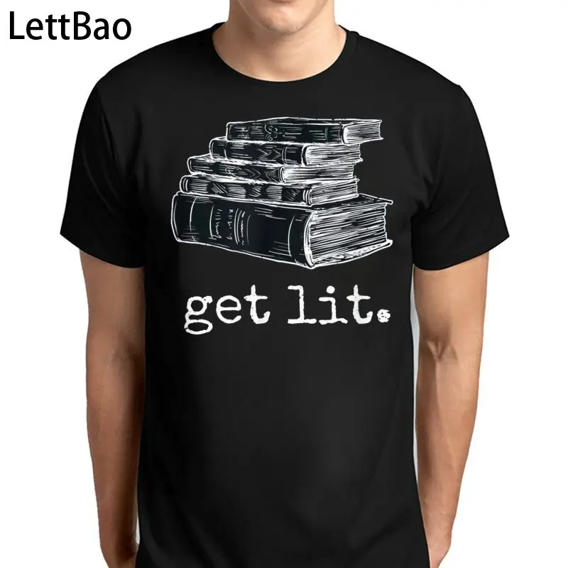 

Популярные топы с надписью Get Lit With Books, футболка с принтом, повседневная Высококачественная летняя классическая одежда в стиле хип-хоп, эсте...