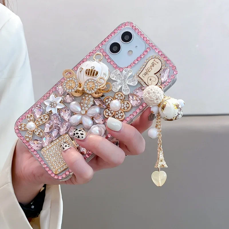 Чехол для телефона Bling 3D Perfume со стразами Iphone 14 12 11 13 15 Pro Max Xs Xr 6 7 8 SE 2020 чехол Diamond