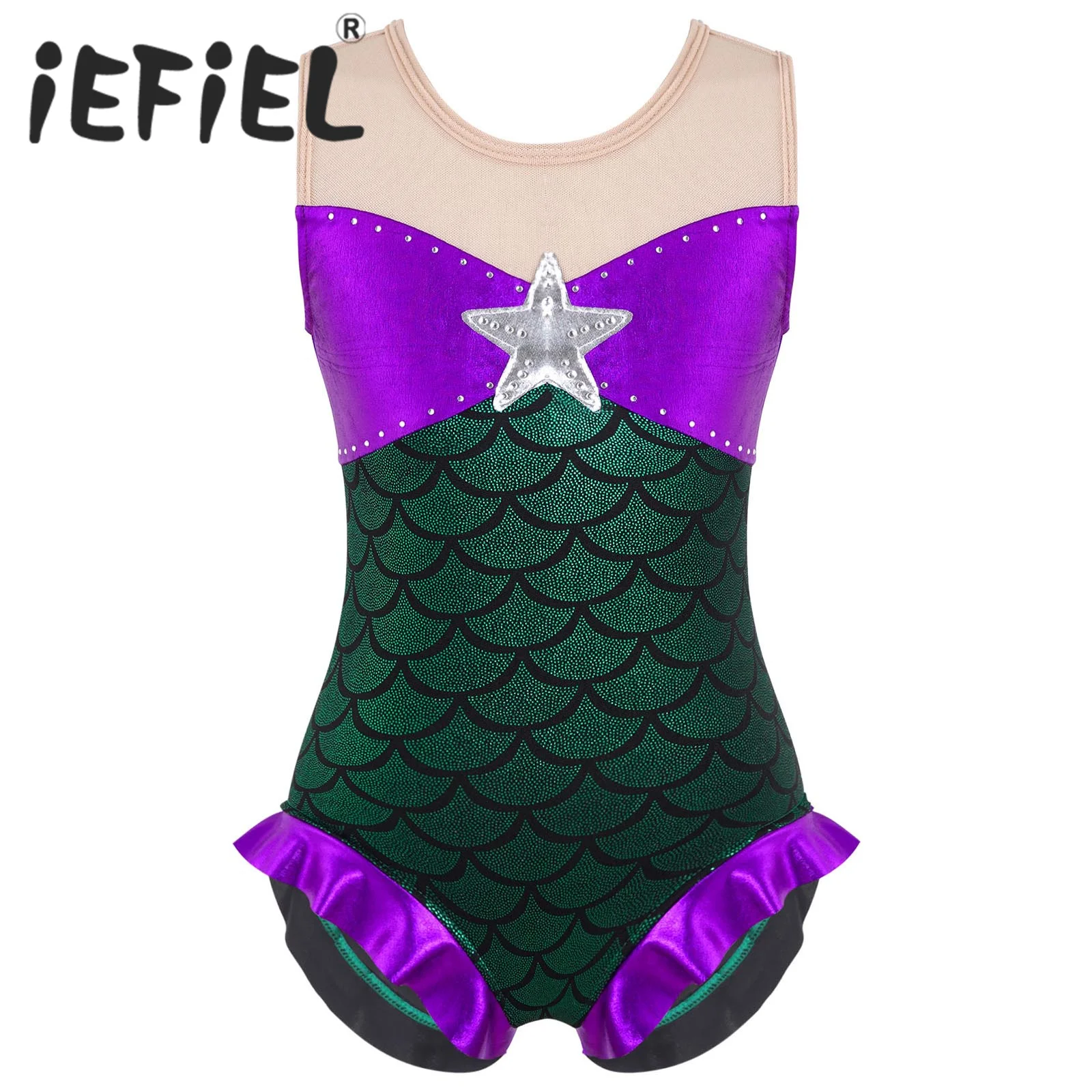 

Kids Girls Ballet Dance Leotard Sports Gymnastics Workout Bodysuit Choldren Mermaid Dance Costume Stage Party Jumpsuit Romper