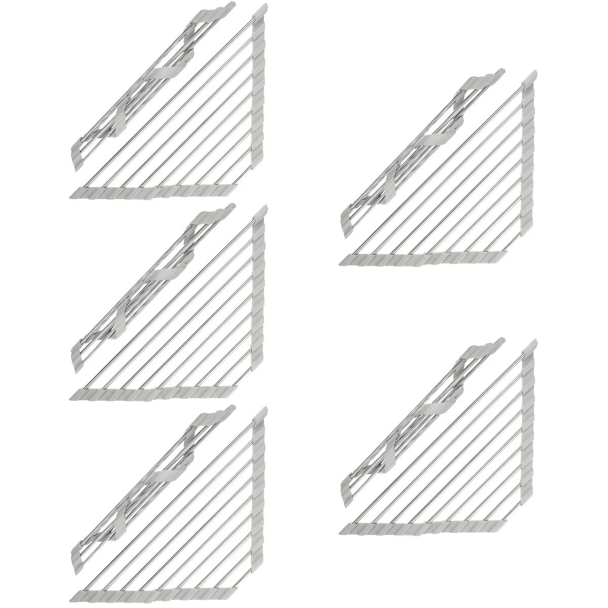 

5pcs Kitchen Sink Storage Holder Foldable Stainless Steel Drain Holder Sink Storage Rack