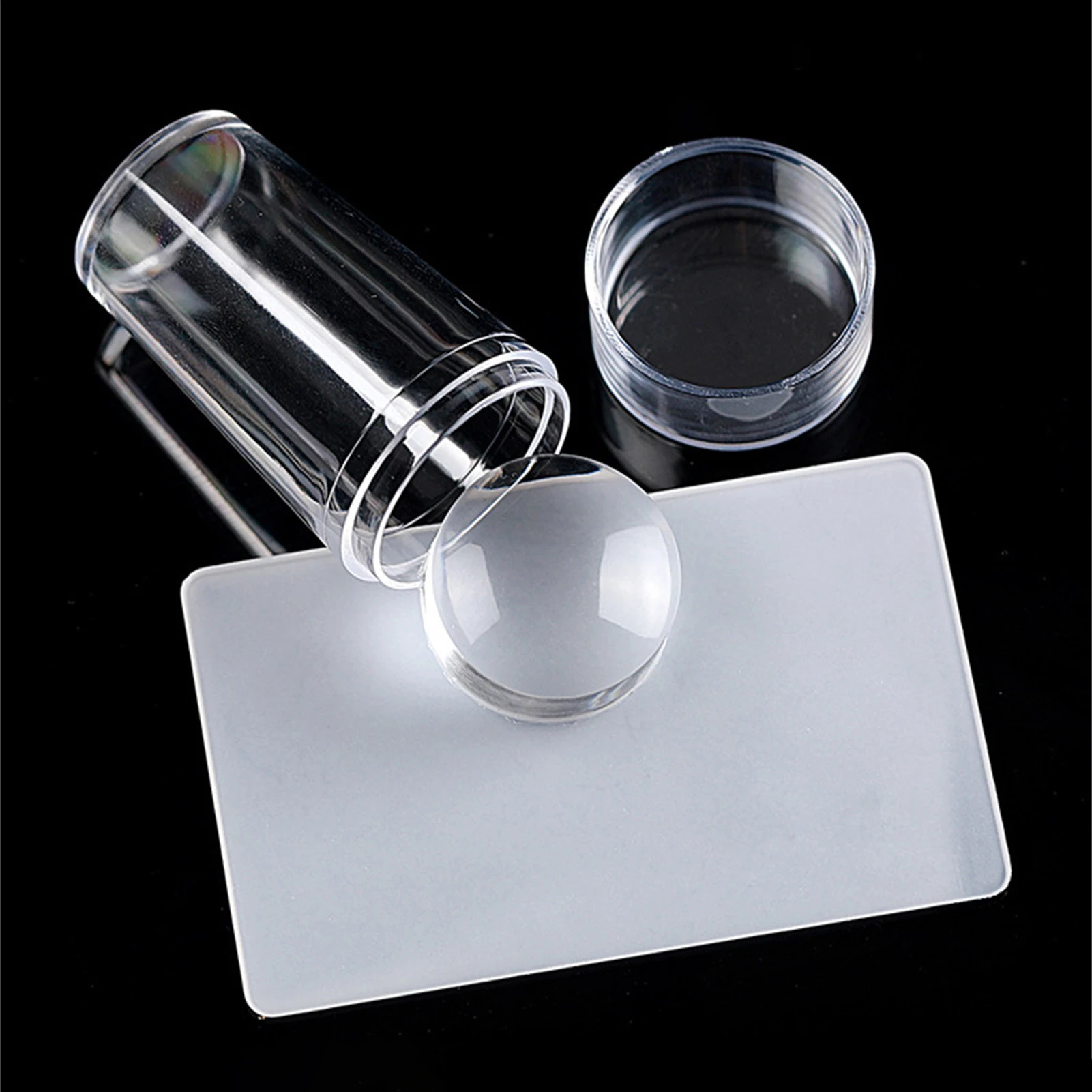 

Silicone Transparent Nail Art Stamping Kit French For Manicure Plate Stamp Polish Stencil Template Seal Stamper Scraper