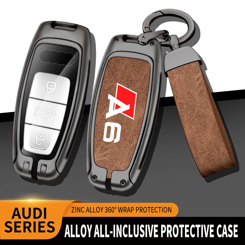 

Auto TPU Zinc Alloy Key Case Bag For Audi A6 b6 P8 S Line Logo Car Key Chain Car Metal Key Shell Interior Decoration Accessories
