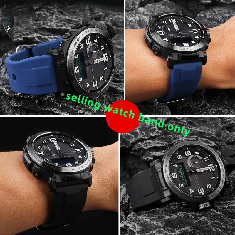 Silicone watch strap for Casio PROTREK series PRW-6600/PRW-70YT/50/30 sports strap 23 24mm watchband Men's Waterproof Wrist Band