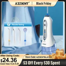 AZDENT HF-5/6 Oral Irrigator Portable Water Dental Flosser USB Rechargeable Water Jet Floss Tooth Pick 5 Jet Tip Water Tank