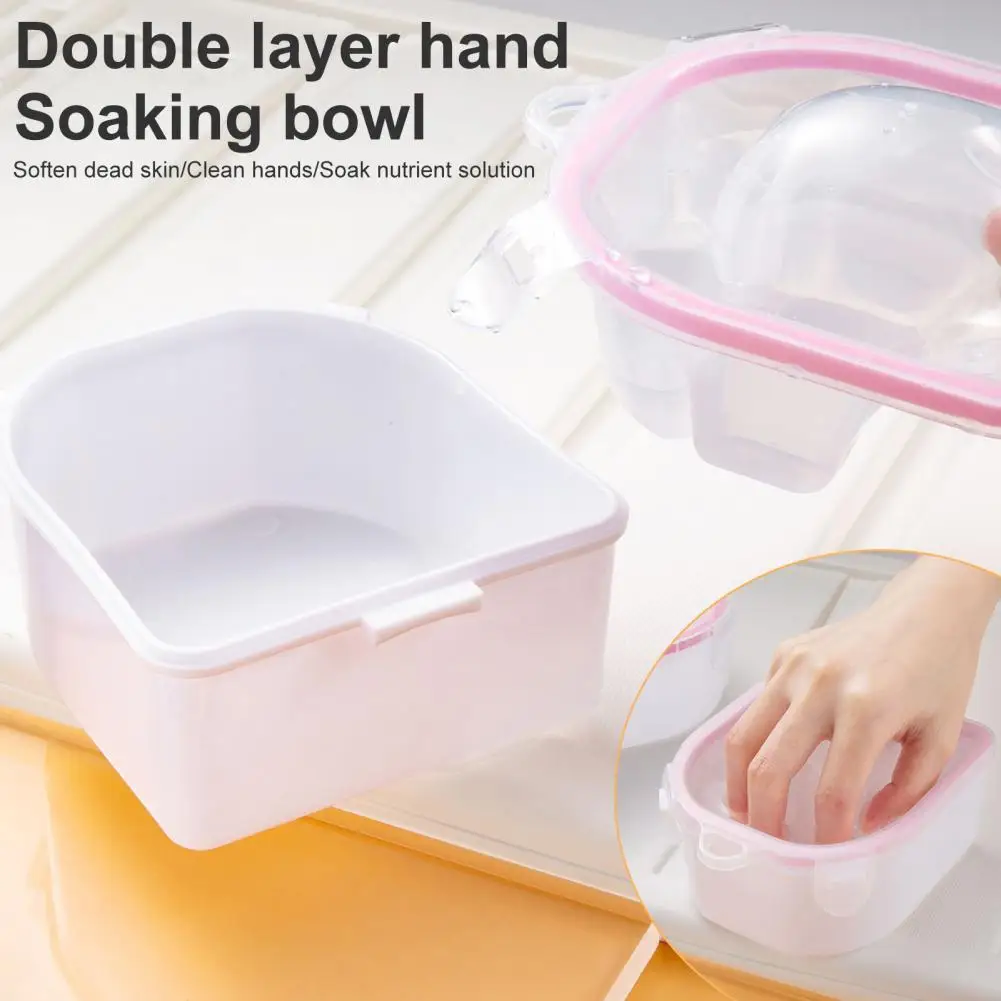 Convenient  Manicure Soak Bowl Reusable Nail SPA Nail Soaking Bowl Double Layers Buckle Manicure Bowl Salon Use