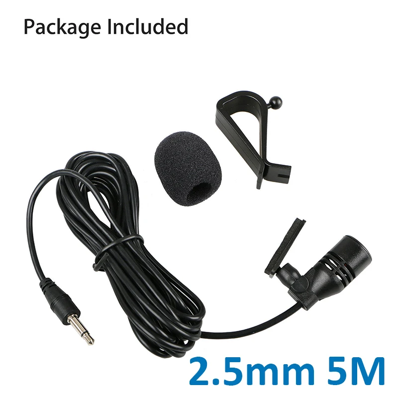

5m Microphone Cable Low impedance Anti noise U-type fixing clamp Car For Radio GPS Audio DVD External Connector