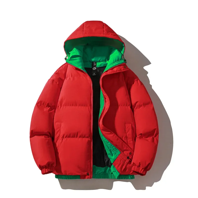 Хлопковое пальто с цветными блоками для мужчин зимняя теплая утолщенная