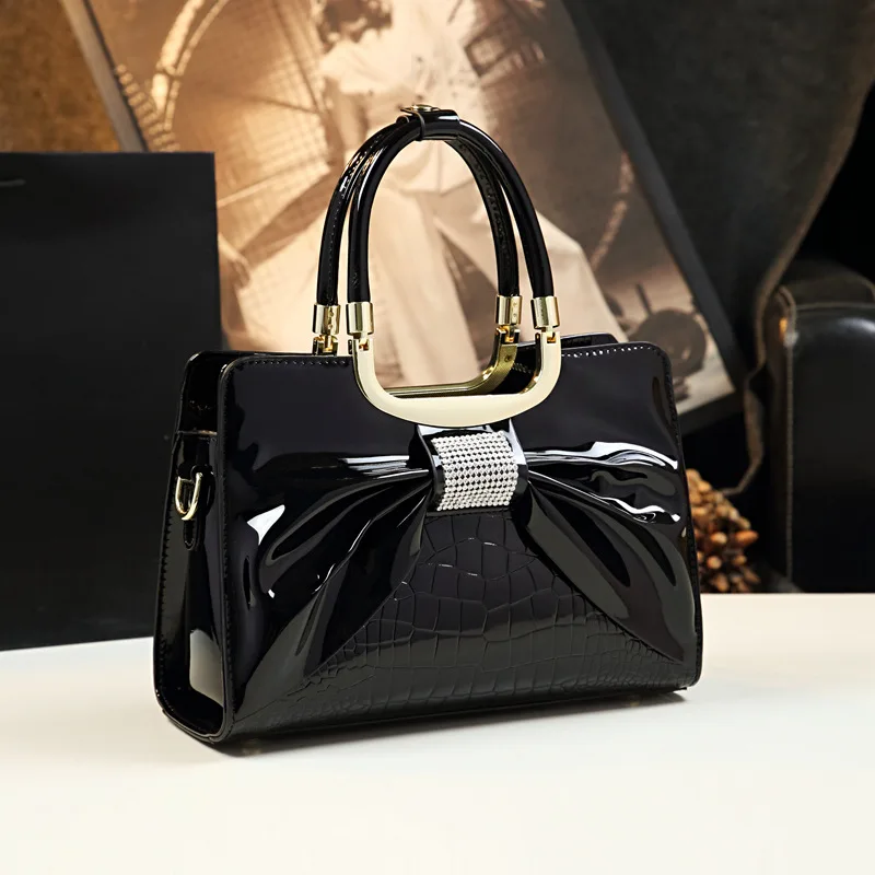 

Women Handbag Purses Patent Leather Satchel Handbags For Women Tote Bow Tie Crossbody Bag Shoulder Bag Luxury Designer Handbag