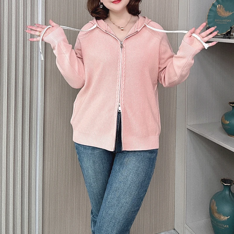 Женский трикотажный кардиган на молнии Свободный Повседневный свитер с