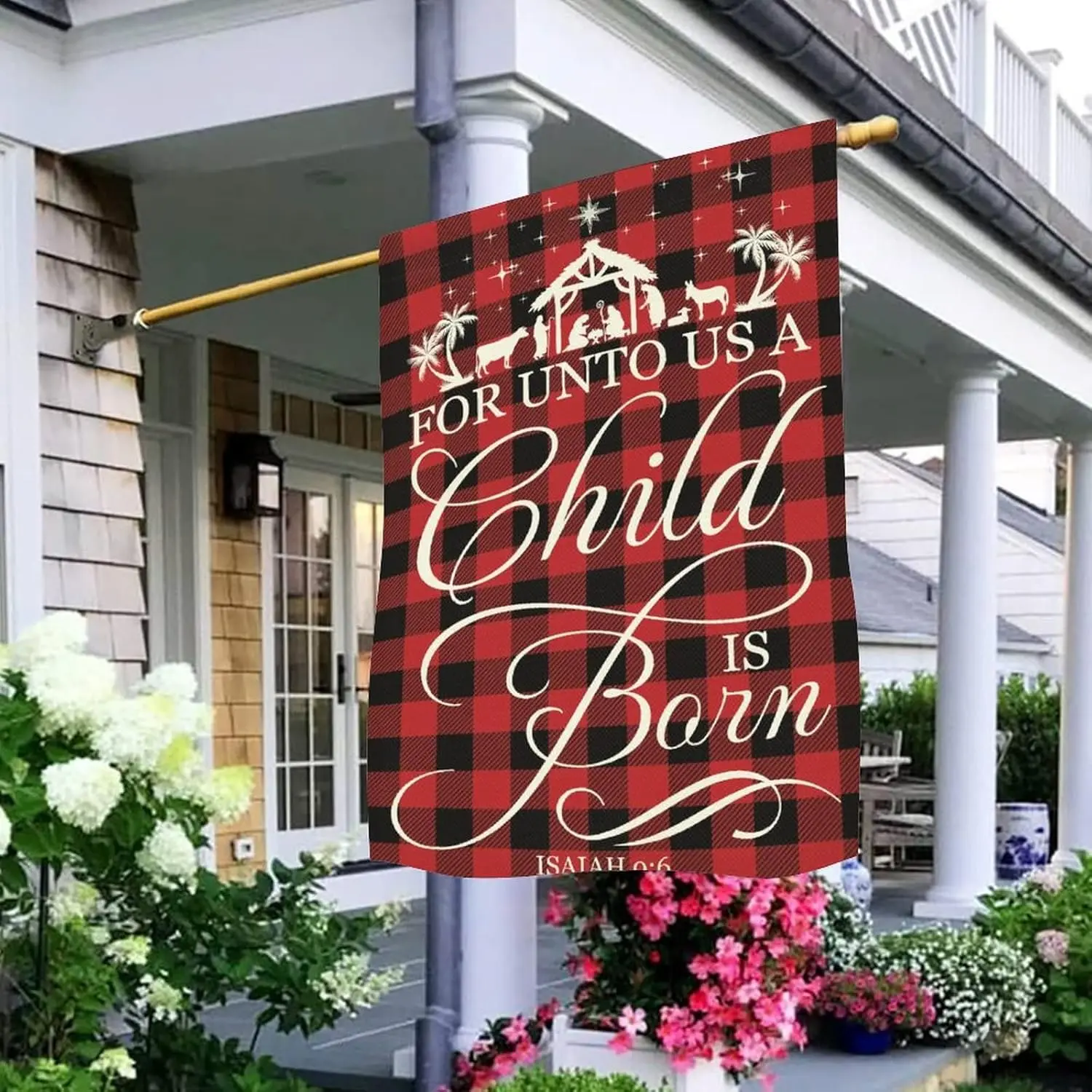 Garden Flag for Unto Us A Child Is Born Isaiah 9:6 Decorative Christmas Nativity Scene Vertical Double Side Decor Yard