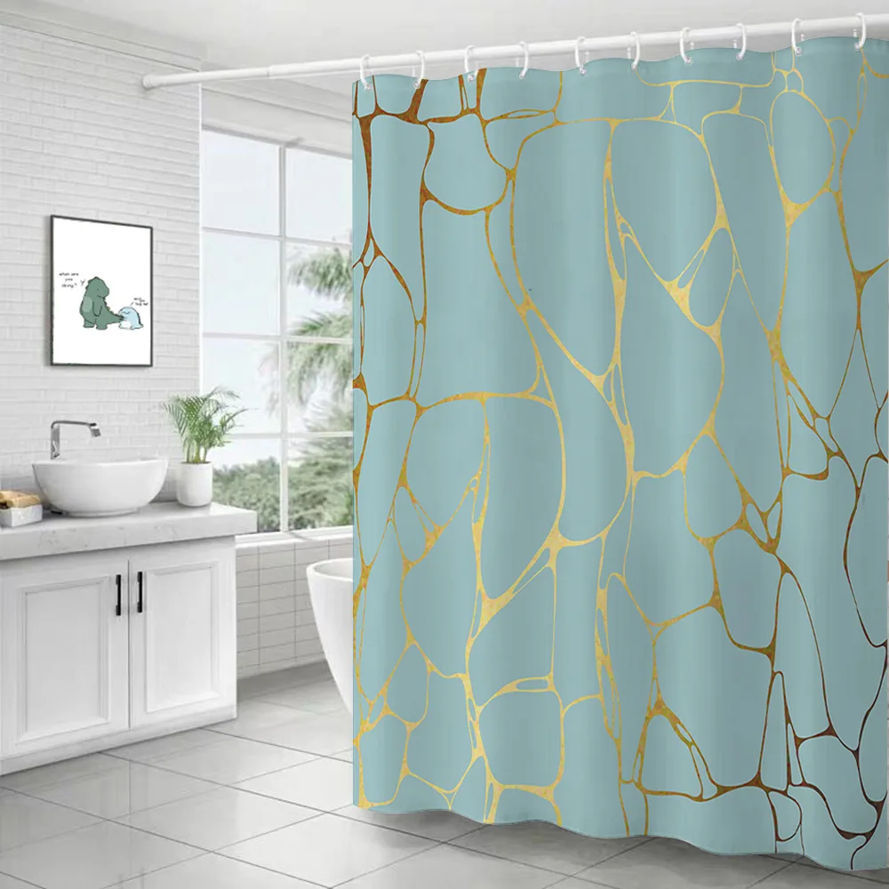 

Черно-белая занавеска для душа в скандинавском стиле с геометрическим мраморным узором, ветрозащитная декоративная занавеска для ванной к...