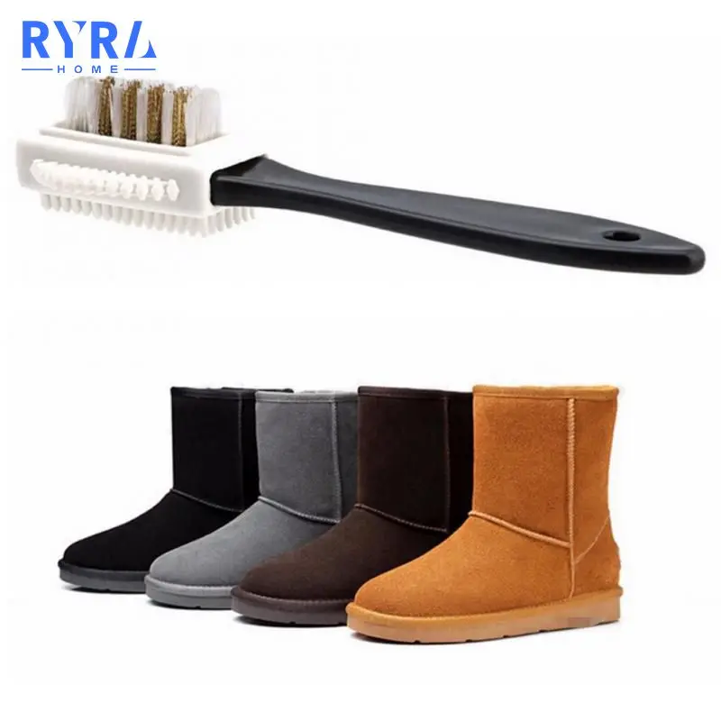 

Black 3 Side Shoe Brush Cleaning Brush For Suede Nubuck Boot Shoes Shape Shoe Cleaner Boot Leather Shoes Cleaner Shoe Shiner