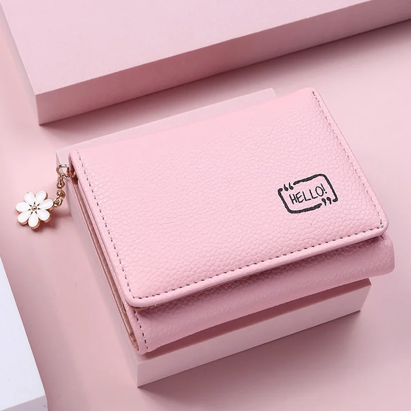 

2022 New Fashion Women's Wallet Short Ladies Small Card Holder Print Girls Tassel Two-fold Female Coin Bags