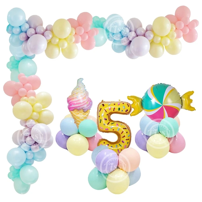 

1Set Donut Candy Balloons Pink Donuts Ice Cream Figure Balloon Set for Girl's Donuts Themed Birthday Party Decoration Kids Toys