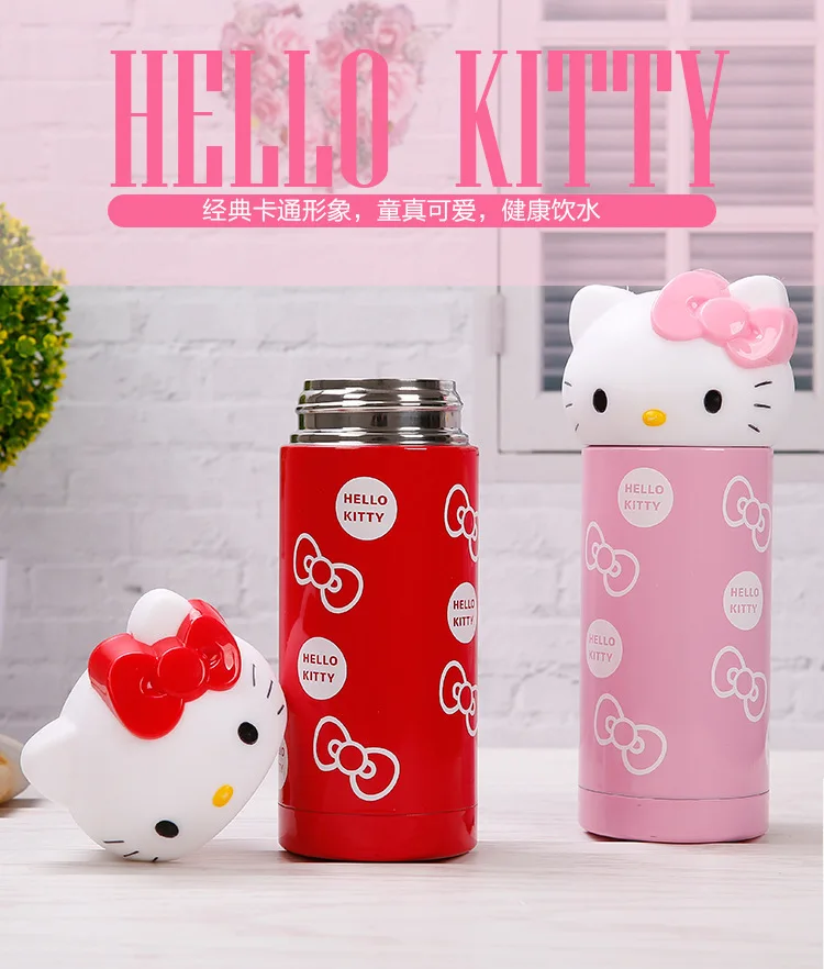 

280Ml Hello Kitty Cute Portable Thermos Cup Kawaii Sanrioes Cartoon Mini Water Bottle Women Coffee Mug Birthday Gift Girl Anime