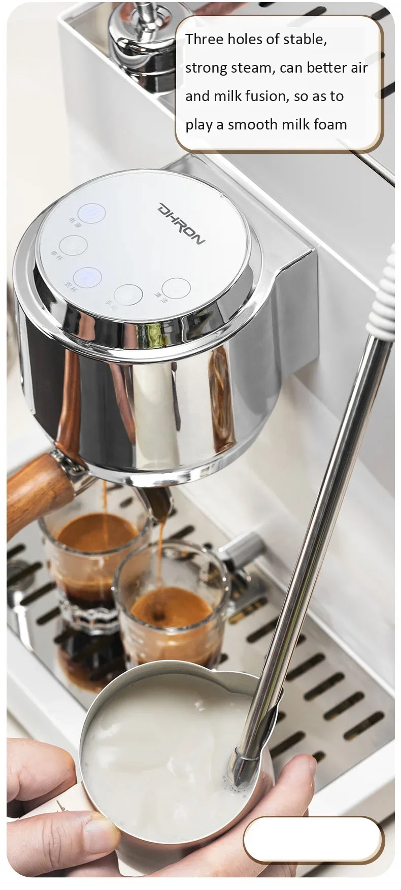 Espresso Coffee Machine Cappuccino Latte And Mocha Semi Automatic Italian Concentrate Integrated For Milktea Shop