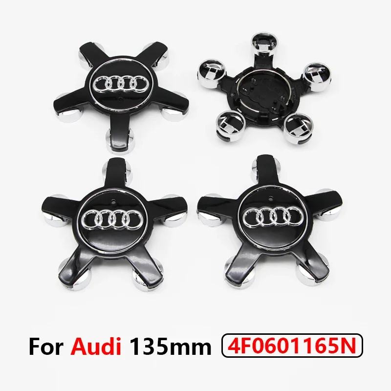 

4 шт. 135 мм колпаки автомобильных ступиц 4F 0601165 N для Audi A4 A5 A6 A7 Q3 Q5 A3 S5, аксессуары, автомобильная центральная крышка колеса, колпаки обода, Стайлинг