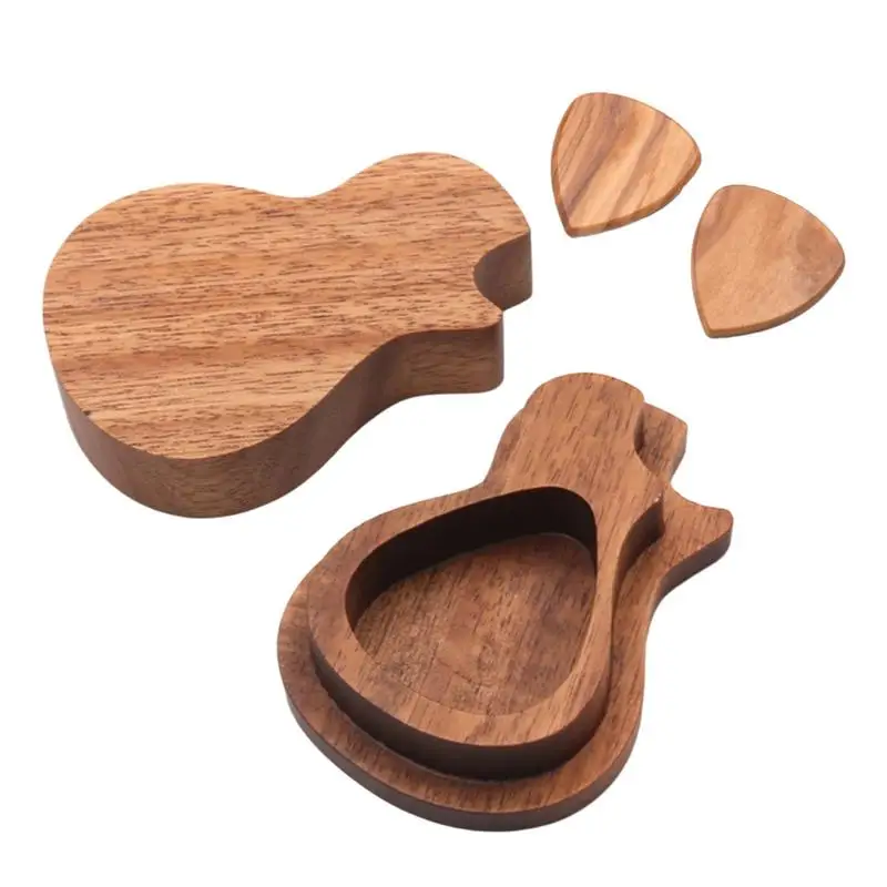 

Набор медиаторов для электрической гитары, комплект медиаторов для акустической гитары с ящиком для хранения, деревянные медиаторы для басов, подставка для медиаторов для электрической гитары