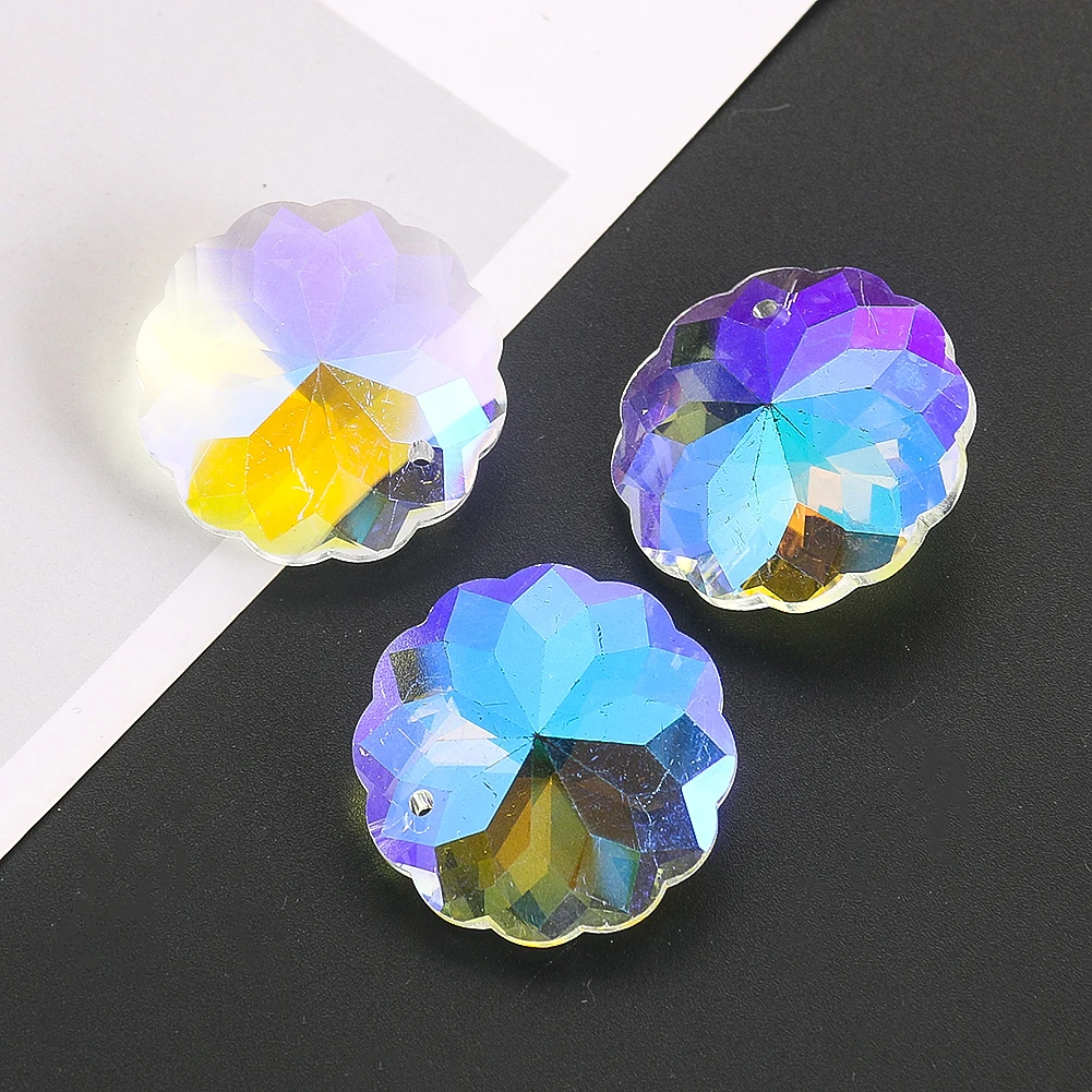

2PC Mandala Flower Beads Pendant Faceted Crystal Glass Loose Spacer Beads for Jewelry Making Supplies DIY Necklace Earrings Part