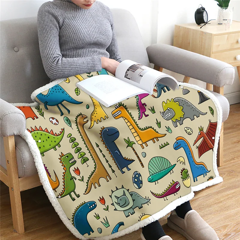 

Kid Flannel Blanket Cute Cartoon Printed Blanket Soft Comfortable Air Home Living Room Bedroom Kid Flannel Blanket