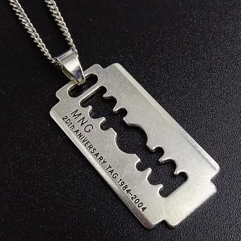 

Stainless Steel Safety Blade Razor Pendant Necklace Punk Hiphop Jewelry For Men Boys Geometrical Animal Small Dangling Choker