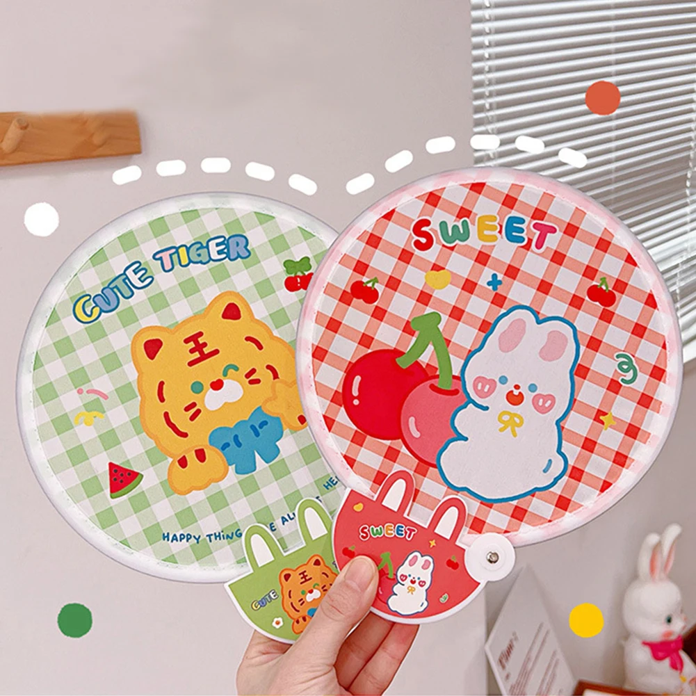 

Cute Cartoon Handheld Fan Handheld Round Folding Fan Round Fan Pocket Collapsible Cooling Tool for Outdoor Travel Summer Cooling