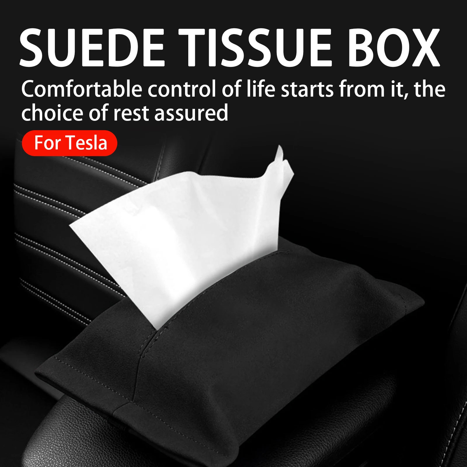 

Car Hidden Tissue Holder Box for Tesla Model 3 Y Suede Armrest Seat Back Napkin Center Console Storage Bag Auto Accessories