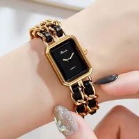 small women wrist watches fashion square ladies quartz watch chain link bracelet black dial simple gold luxury aaa lady watches