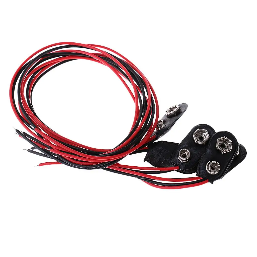 

3PCS 9V Battery Clip Connector Buckle Leather Cable Battery Holder Tool 31cm