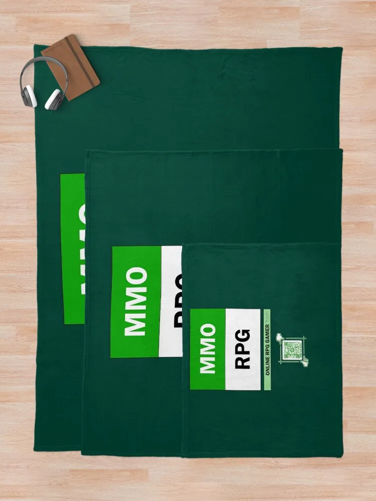 MMO RPG - Online Gamer Logo V4 (зеленый/белый) Плед для пикника Мягкие роскошные дизайнерские