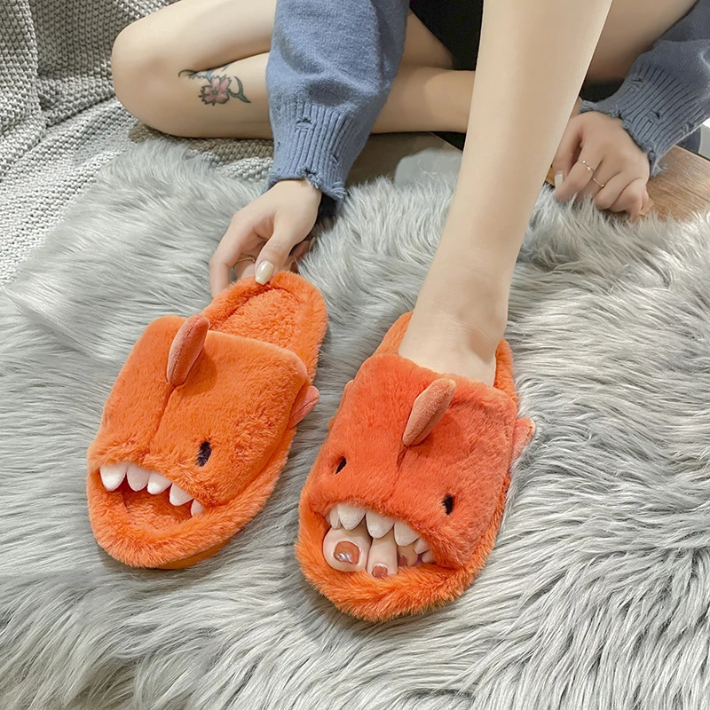 

Foreign Trade Shark Cotton Slippers Women Winter Couples Home Indoor Ladies Open Drag Winter Wool Slippers Men