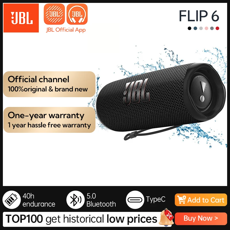 

JBL FLIP 6 Wireless Bluetooth 5.1 Speaker IPX7 Waterproof Outdoor Stereo Bass Music Track Officia Tweeter FLIP5 FLIP6 BOOMBOX 3