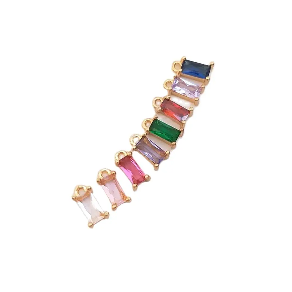 

14K gold con color rectangular zircon small pendant color zirconium double handmade pendant accessories diy bracelet head access