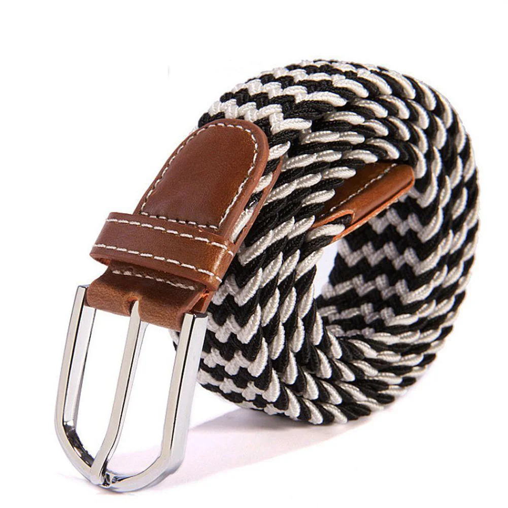 Stretch Canvas Leather Belts for Men Female Knitted Pin Buckle Woven Military Tactical Strap Braided Stretch Belts For Jeans