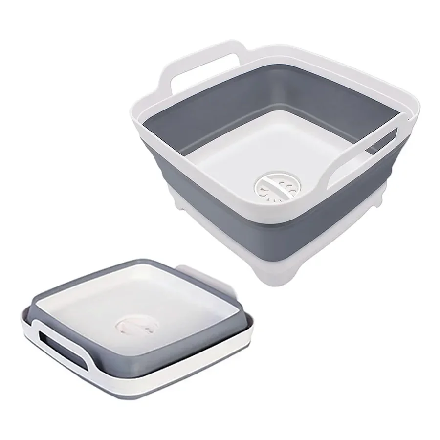 Складная пластиковая раковина для овощей с дренажной пробкой хранения посуды