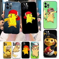 anime pikachu pokemon phone case for iphone 11 12 13 pro max 7 8 se xr xs max 5 5s 6 6s plus black soft silicone case pikachu