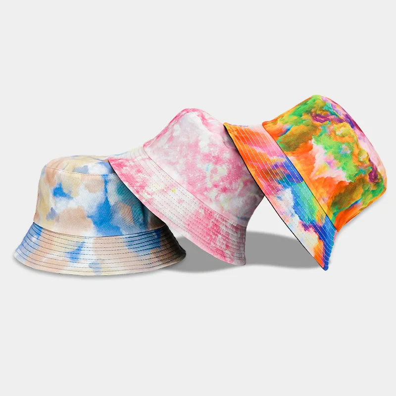 

58 color printed tie dyed fisherman hat outdoor sunscreen hats graffiti double-sided basin camouflage hats wholesale bucket hat