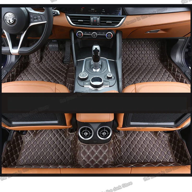 Leather Car Floor Mats for Alfa Romeo Giulia 2015 2016 2017 2018 2019 2020 2021 Accessories Rug Cover Auto Carpet interior
