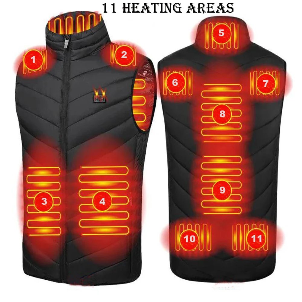 Heating Jackets USB Switch 2-11 Zone Heated Vest Electric Thermal Hunting Outdoor Coat Men's Women's Intelligent Padded Clothes