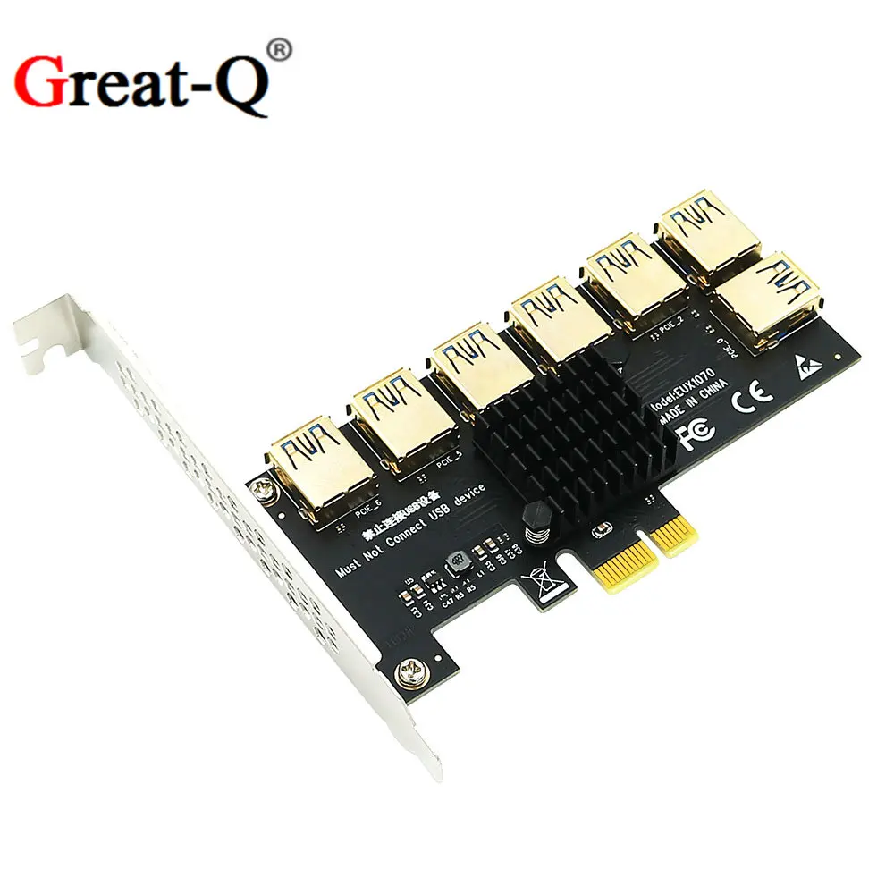 

PCIE 1 to 7 USB 3.0 Slot PCI-E PCI Express Riser Card 1x to 16x Multiplier Hub Adapter For Bitcoin Mining Miner BTC Devices