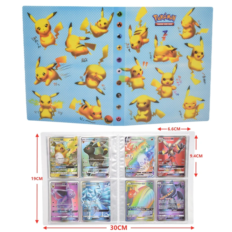 

2022 New Pokemon Cards 240 Pcs EX GX Collectors Binder Folder Children Loaded List Holder Capacity Toy Cartoon Anime Album Book