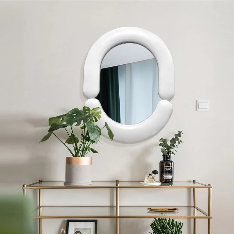 

Craft Vanity Glass Mirror Oval Makeup Bathroom Bedroom Wall Mirror Nordic Cute Vanity Espelhos Decorativos Household Products