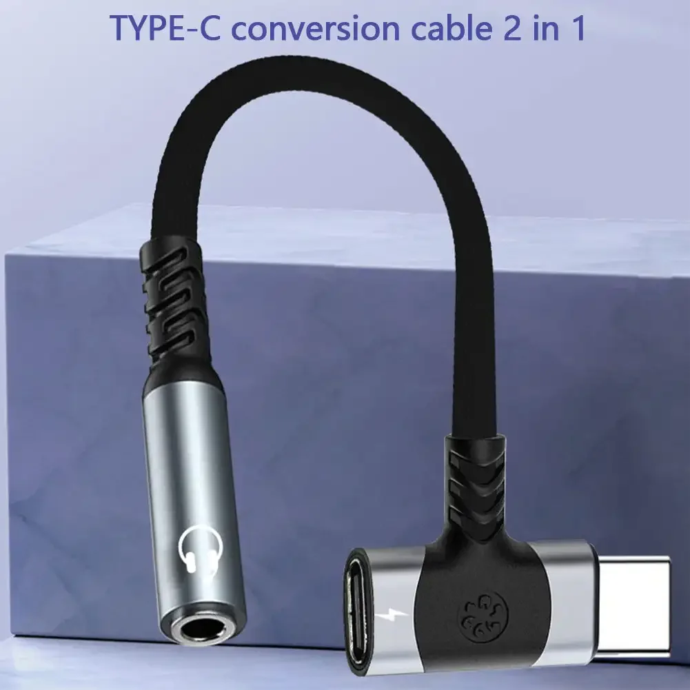 2 в 1 USB C Splitter PD Кабель для быстрой зарядки типа на 3 5 Jack Аудиоадаптер Samsung S24 S23 S22 Ultra