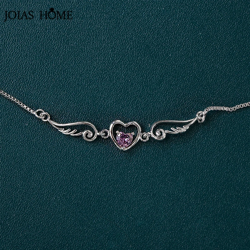 

Ожерелье JoiasHome из стерлингового серебра 925 пробы, ожерелье в форме сердца, драгоценный камень, аметист, трендовая фотография для женщин, опто...
