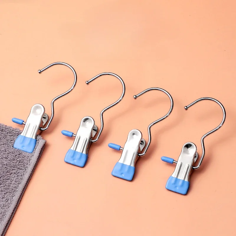 

10PCS Anti-Rust Clip Space-Saving Hanger Clothespin Hat Pants Storage Hanging Travel Hook Garment Clips
