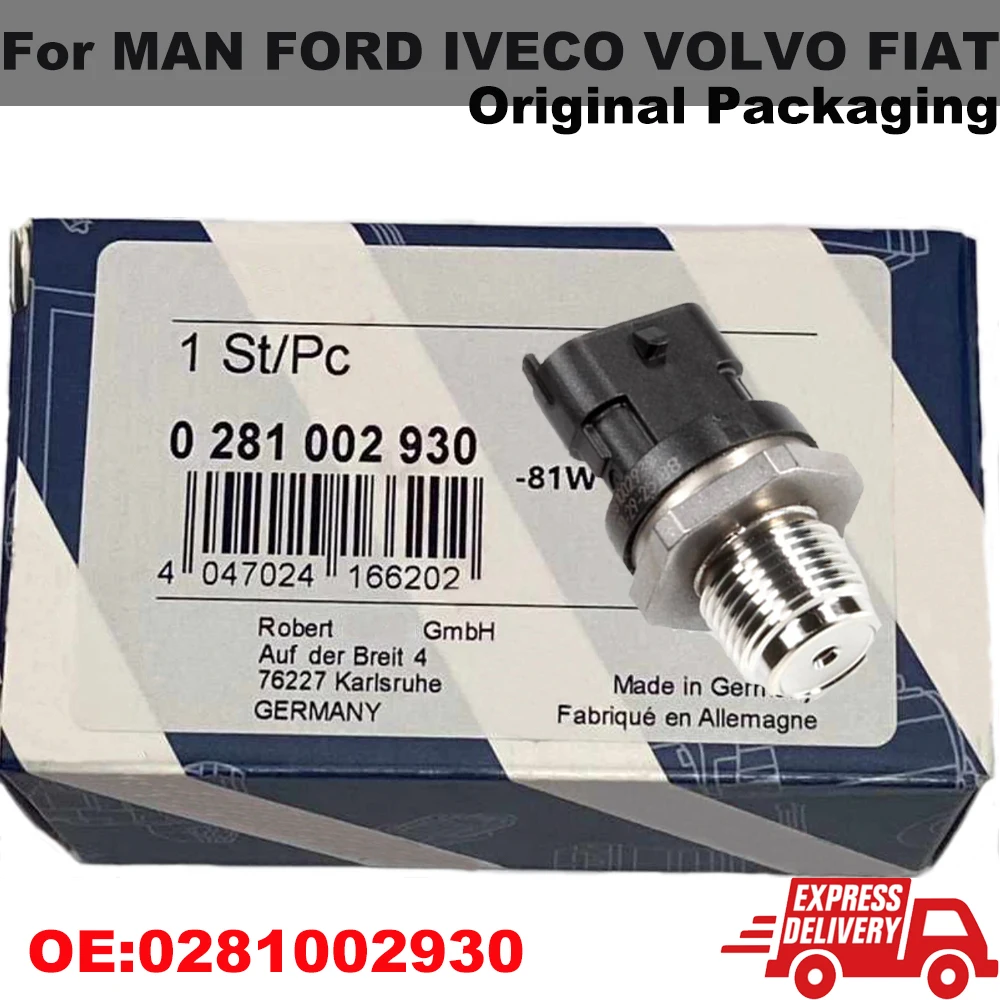 

0281002930 504333094 For Bosch W/ Original Box Fuel Rail Pressure Sensor 55223142 51274210233 For MAN FORD IVECO VOLVO FIAT NEW
