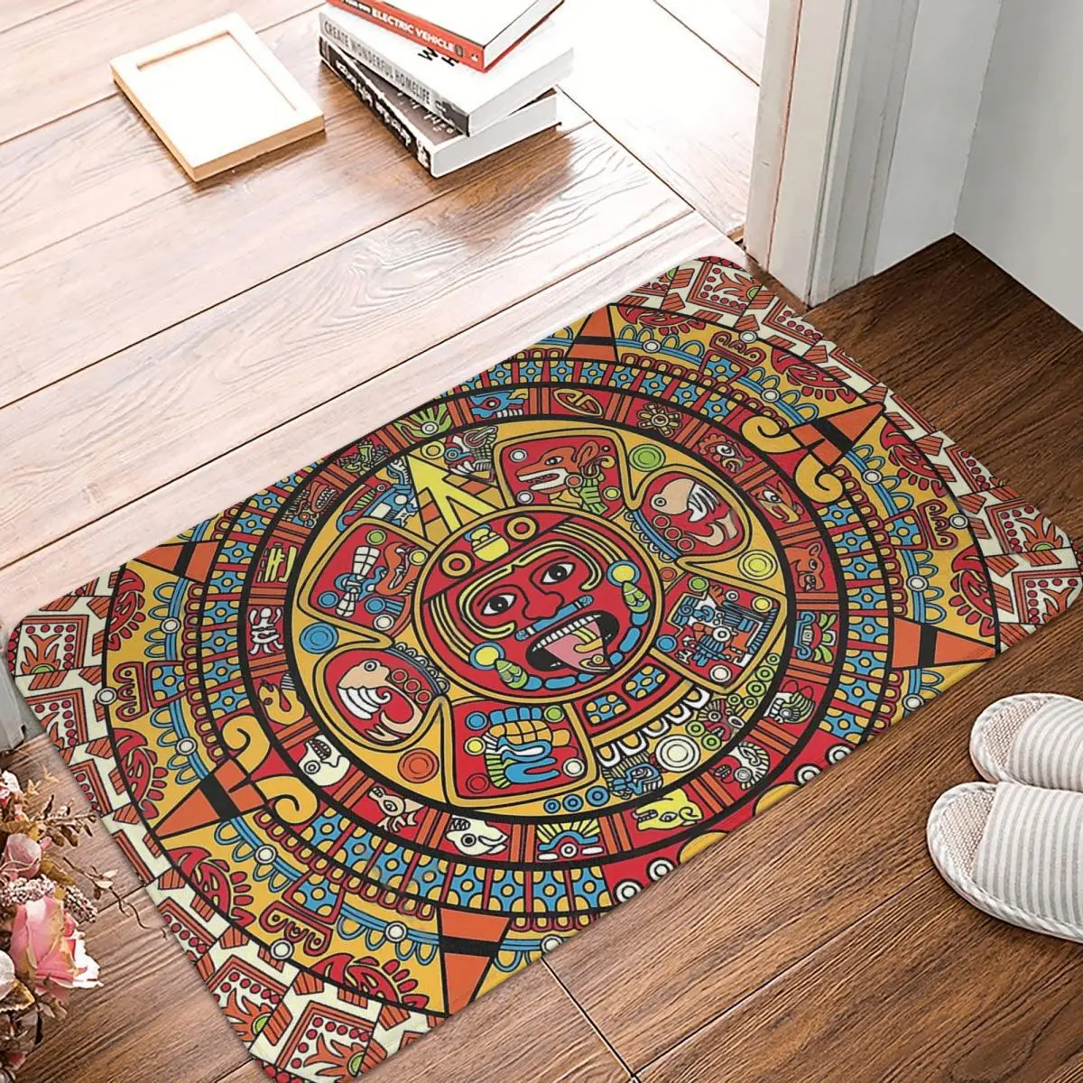 

Mythology Bathroom Mat Colorful Mayan Calendar Doormat Living Room Carpet Balcony Rug Home Decoration