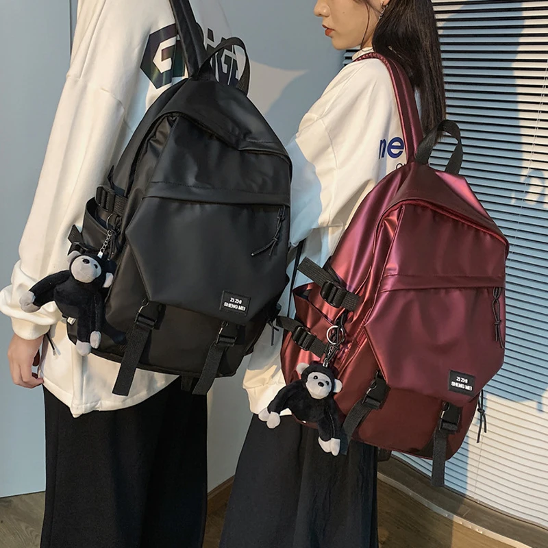 

Homemari New Fashion Backpack Women Men Waterproof Leather School Backpack Multi-Pocket Travel Rucksack High School Student Bag