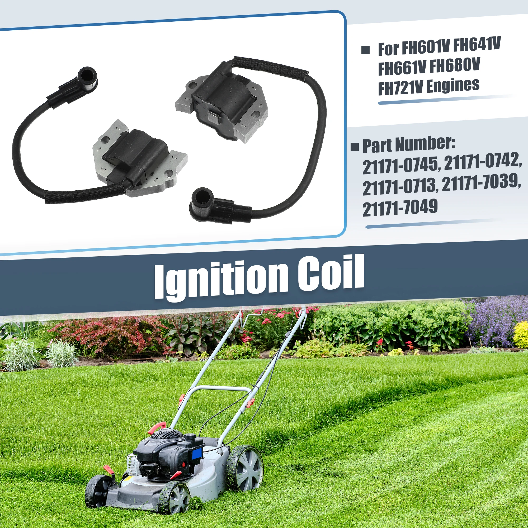 1 комплект катушки зажигания Uxcell, совместимой с Kawasaki FH601V FH641V FH661V FH680V OE 21171-0745 21171-0742 21171-7039 21171-7049